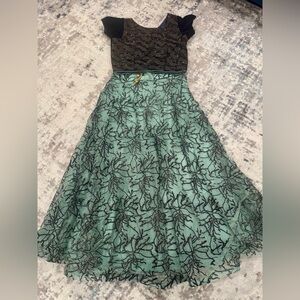 Indian top and skirt Elegant Green and Black
